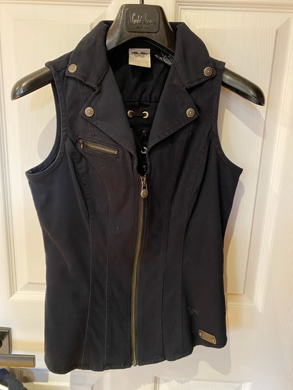 Harley-Davidson Black Sleeveless Moto Vest back lace up (+free piece)